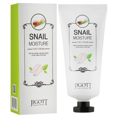 Крем для ног с экстрактом слизи улитки Jigott Real Moisture Snail Foot Cream