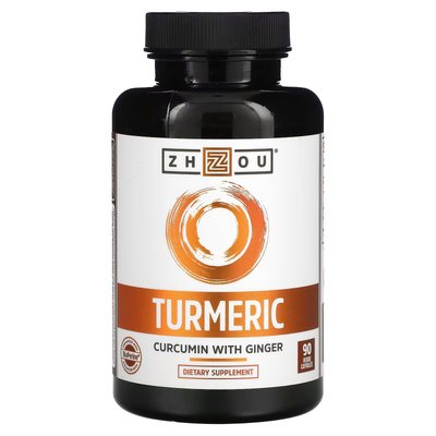 Куркума куркумін з імбирем / Turmeric Curcumin With Ginger, Zhou Nutrition, 90 капсул