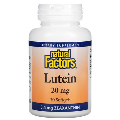Лютеїн / Lutein, Natural Factors, 20 мг, 30 гелевих капсул