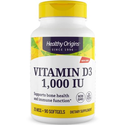 Витамин D3 / Vitamin D3, Healthy Origins, 25 мкг, 90 гелевых капсул