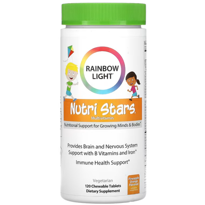 Мультивитамины со вкусом ананаса и апельсина / Nutri Stars, Rainbow Light, 120 жевательных таблеток
