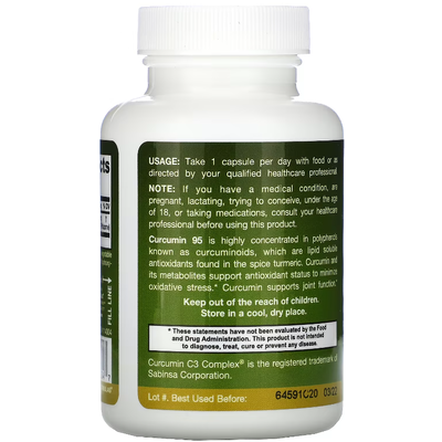 Куркумін 95 / Curcumin 95, Jarrow Formulas, 500 мг, 60 капсул