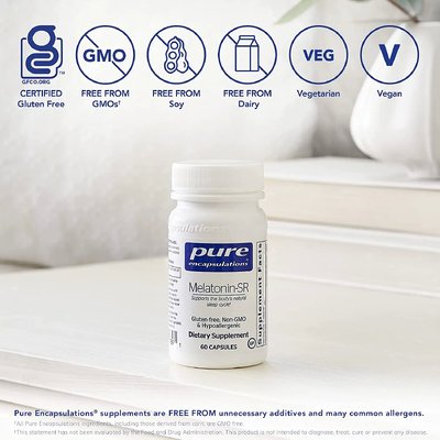 Мелатонін / Melatonin-SR Sustained Release, Pure Encapsulations, 3 мг, 60 капсул