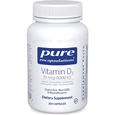 Витамин Д3 / Vitamin D3, Pure Encapsulations, 25 мкг (1000 МЕ), 250 капсул