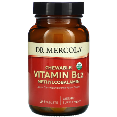 Вітамін В12 / Organic Chewable Vitamin B12, Dr. Mercola, 1000 мкг, 30 капсул