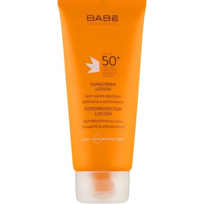 Сонцезахисний лосьйон з дуже високим ступенем захисту SPF 50+ і заспокійливими активними компонентами Babe Laboratorios After Sun Lotion