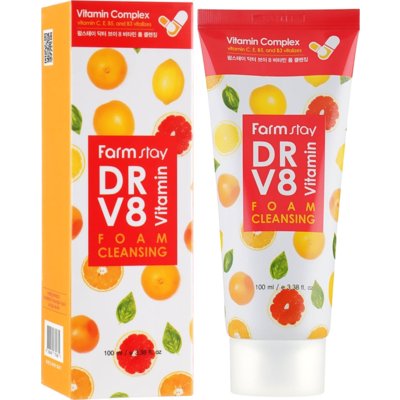 Витаминная пенка для очищения кожи FarmStay DR.V8 Vitamin Foam Cleansing