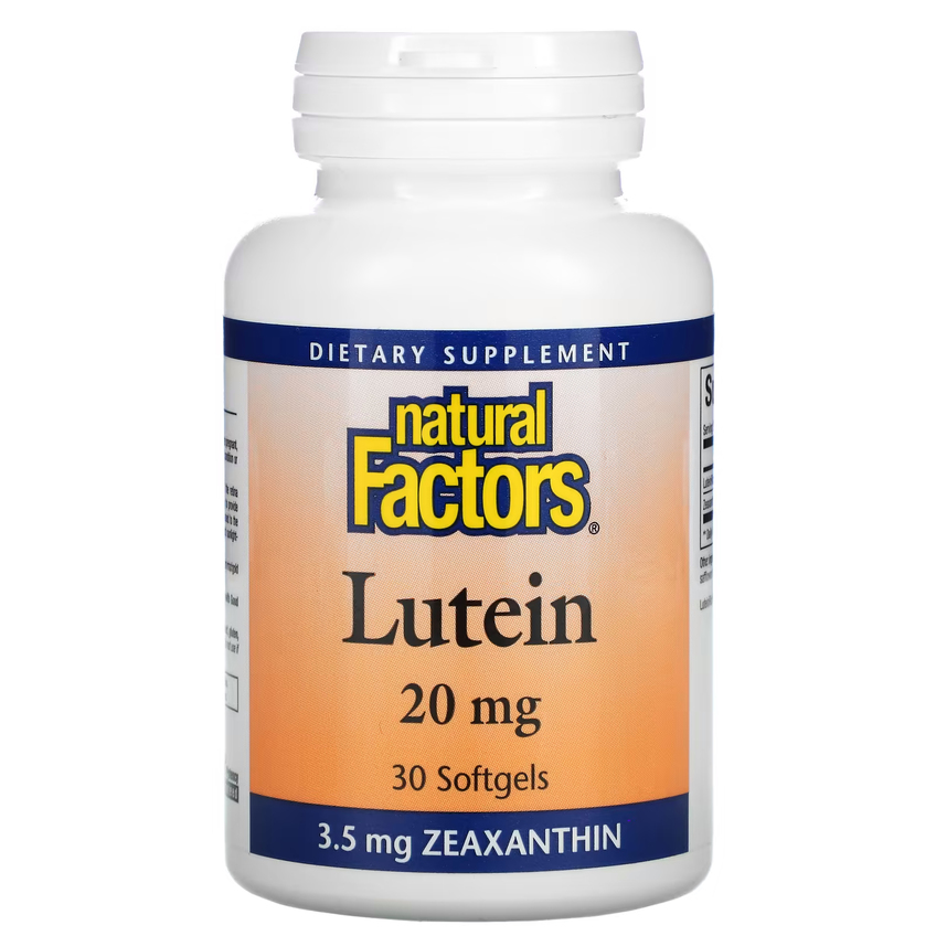 Лютеїн / Lutein, Natural Factors, 20 мг, 30 гелевих капсул