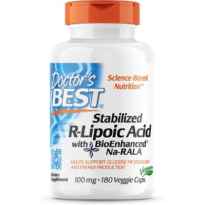 Стабилизированная R-липоевая кислота / Stabilized R-Lipoic Acid, Doctor's Best, 100 мг, 180 капсул