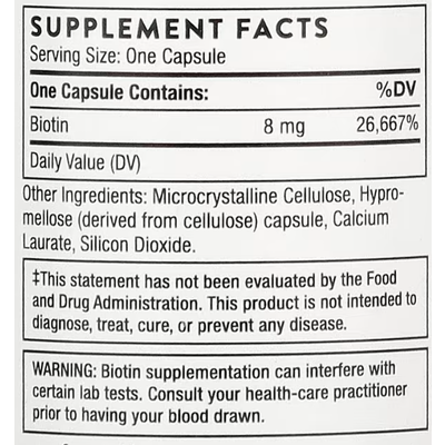 Биотин-8 / Biotin-8, Thorne Research, 8 мг, 60 капсул