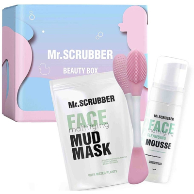 Подарочный набор Mr.Scrubber Mattifying Daily Care (маска для лица, мусс для умывания лица, щетка для умывания и массирования лица)