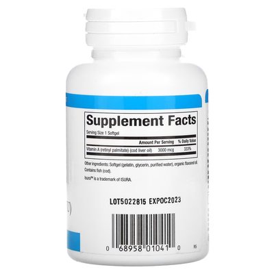 Витамин A / Vitamin A, Natural Factors, 3000 мкг (10000 МЕ), 180 гелевых капсул