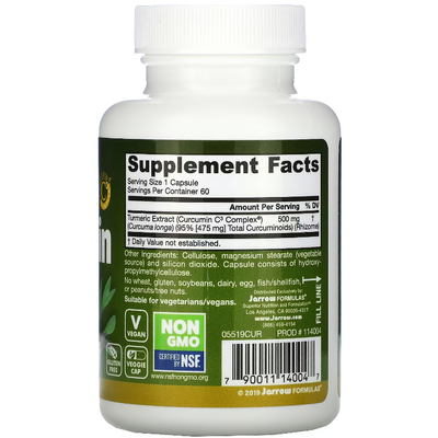 Куркумін 95 / Curcumin 95, Jarrow Formulas, 500 мг, 60 капсул