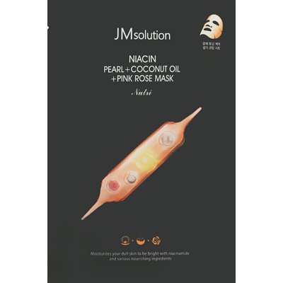 Осветляющая тканевая маска JMsolution Niacin Pearl+Coconut Oil+Pink Rose Mask