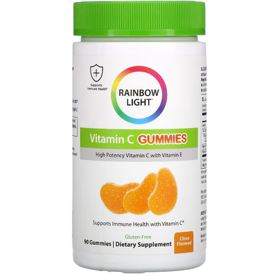 Витамин С с апельсиновым вкусом / Gummy Vitamin C Slices Tangy Orange, Rainbow Light, 250 мг, 90 жевательных конфет