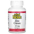 Цитрат цинка / Zinc Citrate, Natural Factors, 15 мг, 90 таблеток