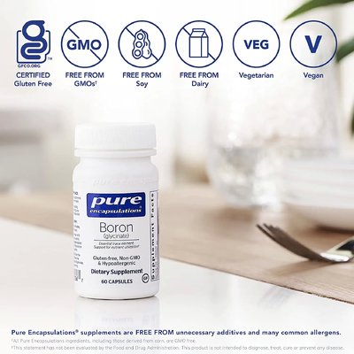 Бор / Boron (glycinate), Pure Encapsulations, 2 мг, 60 капсул