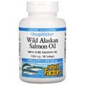 Масло дикого аляскинского лосося / Wild Alaskan Salmon Oil, Natural Factors, 1000 мг, 90 гелевых капсул
