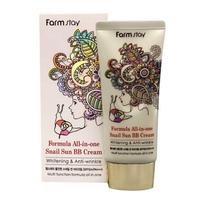 Солнцезащитный BB-крем с экстрактом улитки FarmStay All-in-One Snail Sun BB Cream SPF50+ PA+