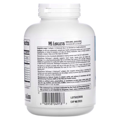 Омега-3 для женщин / RxOmega-3, WomenSense, Natural Factors, 120 гелевых капсул