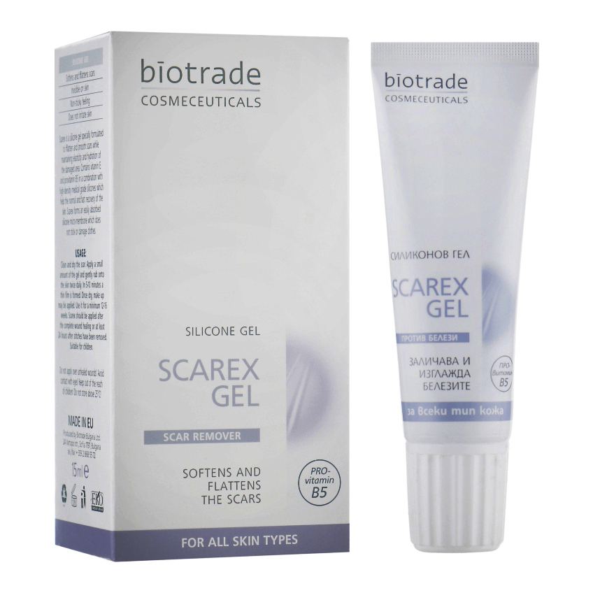 Силиконовый гель против шрамов и рубцов с витаминами B5 и Е Biotrade Scarex Gel