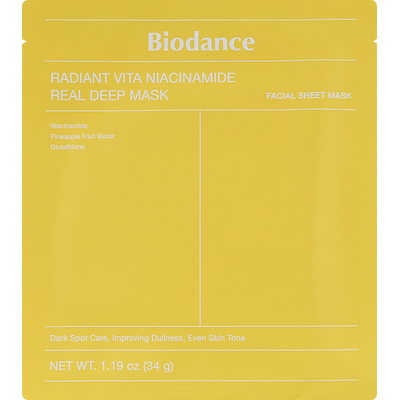 Гидрогелевая маска с ниацинамидом Biodance Radiant Vita Niacinamide Real Deep Mask