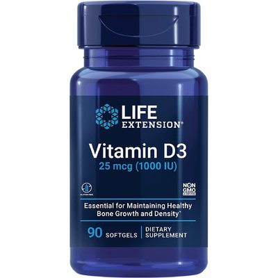 Витамин D3 / Vitamin D3, Life Extension, 25 мкг, 90 гелевых капсул
