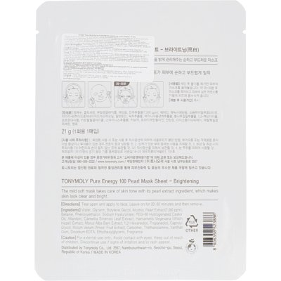 Тканевая маска с экстрактом жемчуга Tony Moly Pureness 100 Pearl Mask Sheet