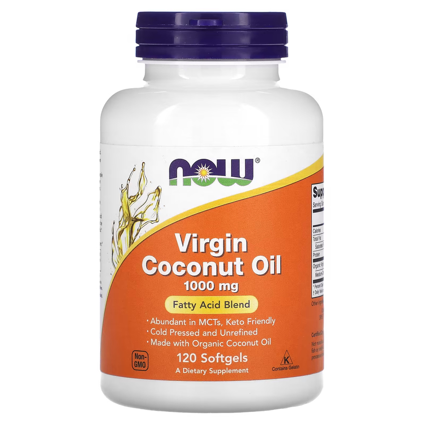 Кокосовое масло первого отжима / Virgin Coconut Oil, Now Foods, 1000 мг, 120 гелевых капсул