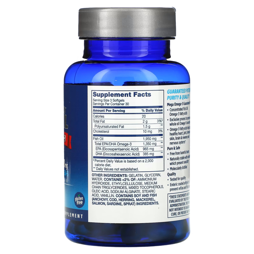 Мега Омега-3 из дикой аляскинской рыбы / Mega Omega 3 from Alaska Wild Fish Oil, 21st Century, 450 мг / 650 мг, 90 гелевых капсул