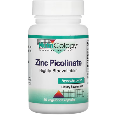 Пиколинат цинка / Zinc Picolinate, Nutricology, 25 мг, 60 капсул