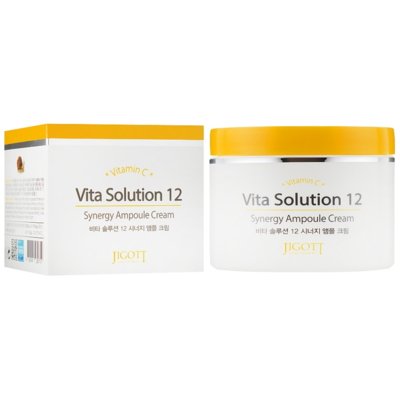 Тонизирующий ампульный крем для лица с витамином C Jigott Vita Solution 12 Synergy Ampoule Cream