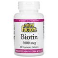 Биотин / Biotin, Natural Factors, 5000 мкг, 60 вегетарианских капсул