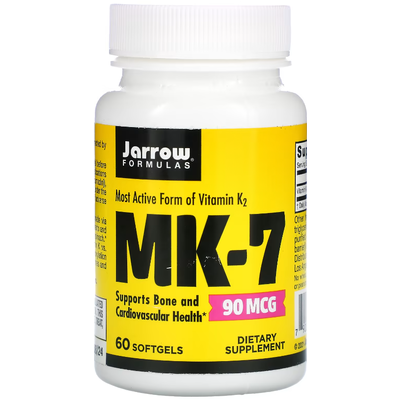 Витамин K2 в форме MK-7 / Vitamin K2 as MK-7, Jarrow Formulas, 90 мкг, 60 гелевых капсул