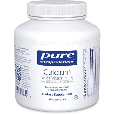 Кальцій з вітаміном D3 / Calcium with Vitamin D3, Pure Encapsulations, 150 мг, 180 капсул