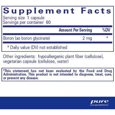 Бор / Boron (glycinate), Pure Encapsulations, 2 мг, 60 капсул