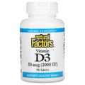 Витамин D3 / Vitamin D3, Natural Factors, 50 мкг (2000 МЕ), 90 таблеток