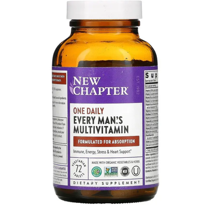 Ежедневная мультивитаминная добавка для мужчин / Man's One Daily Multivitamin, New Chapter, 72 таблеток